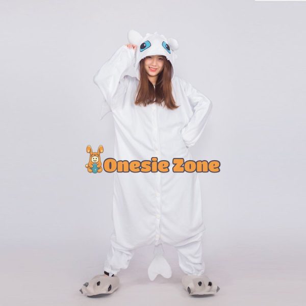 Light Fury Dragon Kigurumi Couple Outfits Halloween Onesies - Image 2