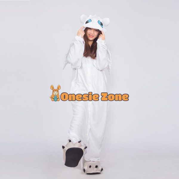 Light Fury Dragon Kigurumi Couple Outfits Halloween Onesies - Image 3