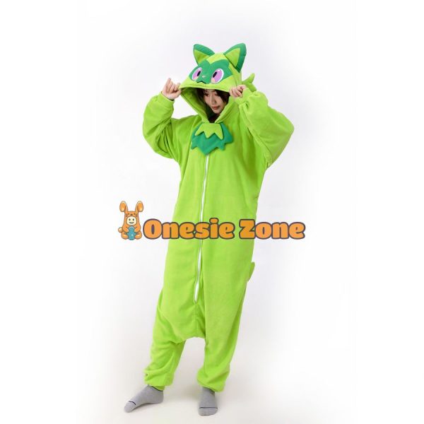 Sprig Leaf Cat Kigurumi Pocket Monsters Animal Onesies - Image 4